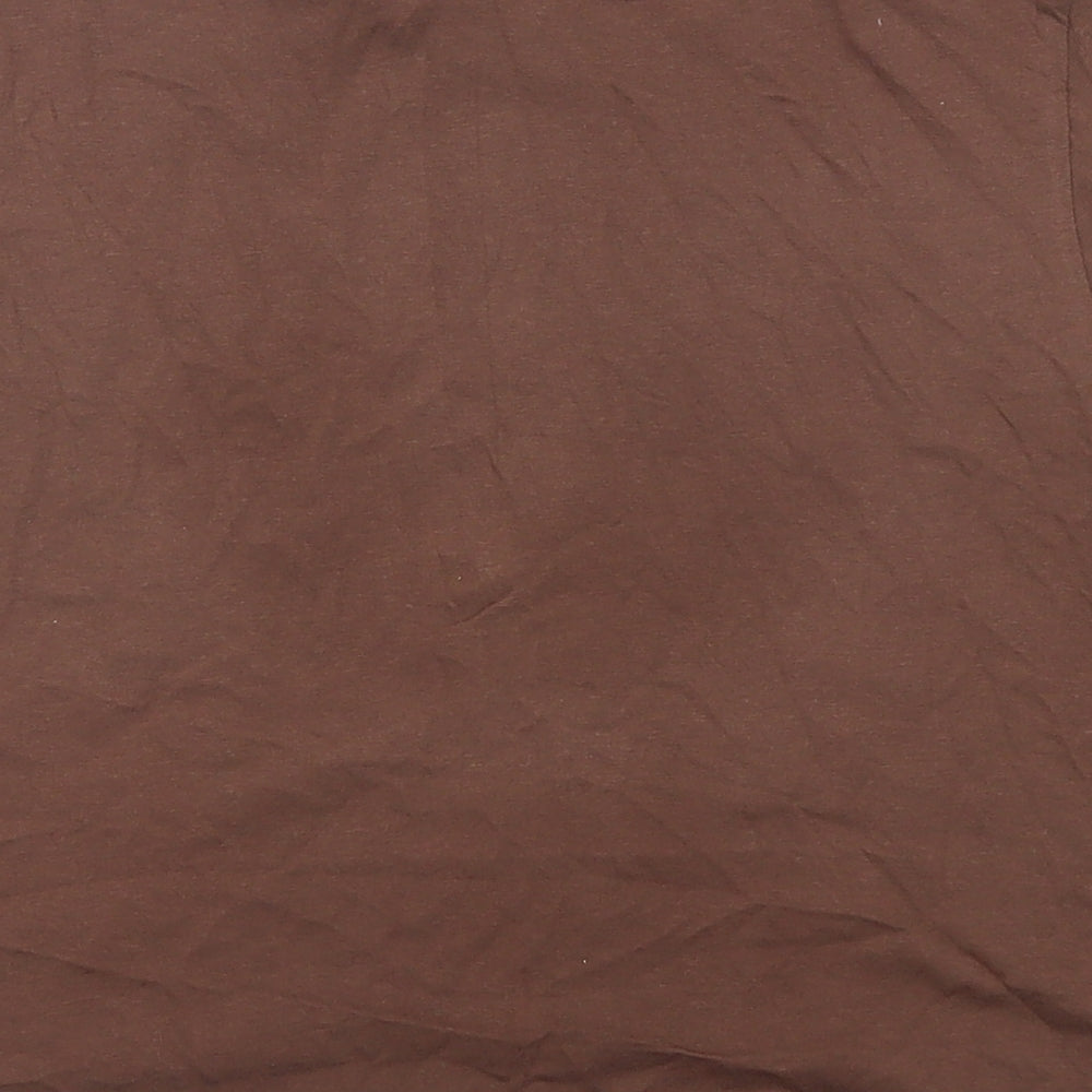 Divided by H&M Womens Brown Cotton Basic T-Shirt Size L Crew Neck - Wild West
