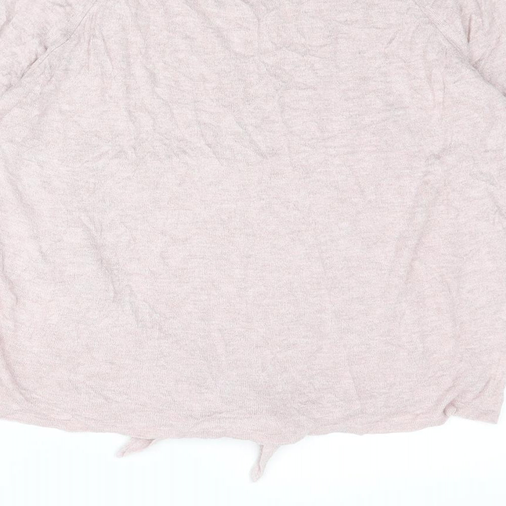 NEXT Womens Pink Round Neck Viscose Pullover Jumper Size 12 - Knot Front