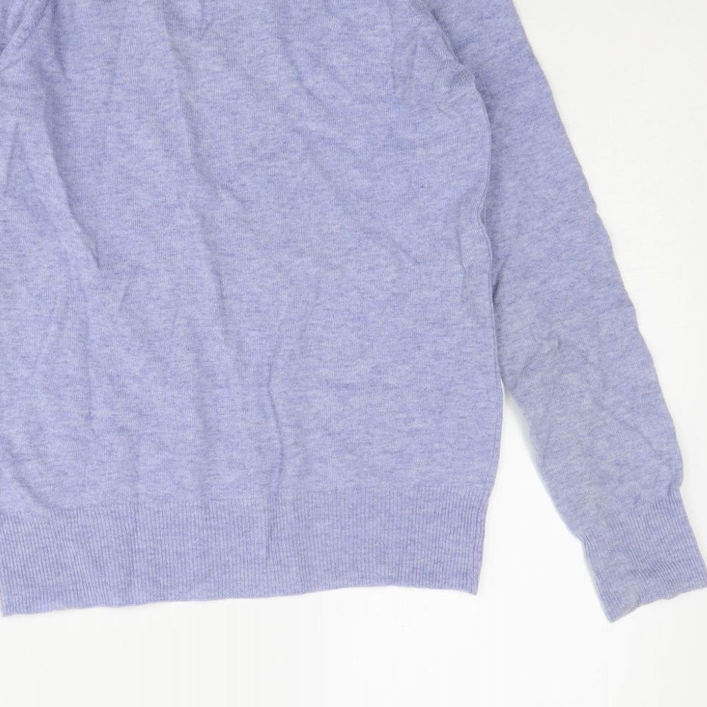 Marks and Spencer Womens Blue V-Neck Wool Pullover Jumper Size 8