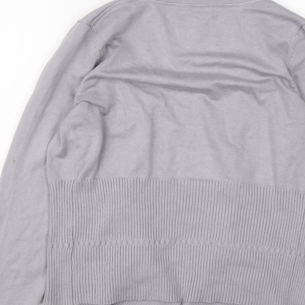 Monsoon Womens Grey V-Neck Nylon Cardigan Jumper Size 12