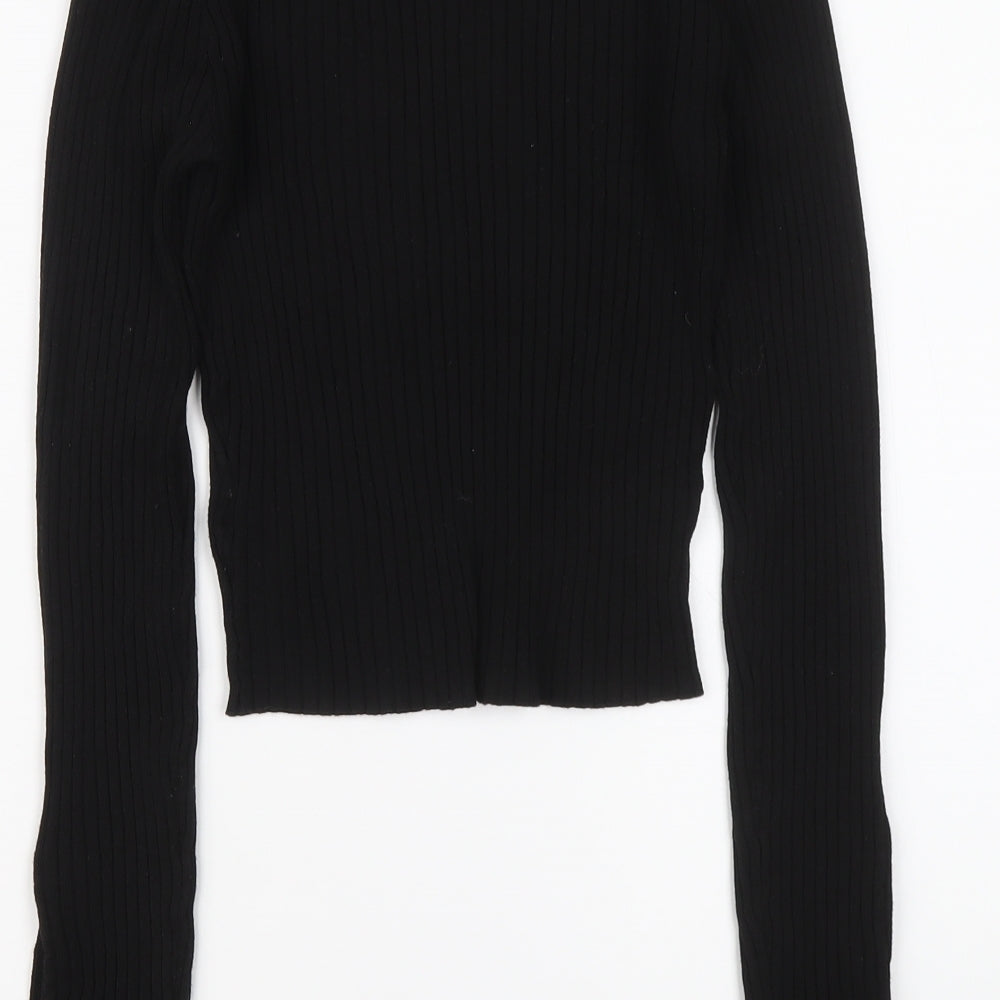 H&M Womens Black V-Neck Viscose Pullover Jumper Size XS