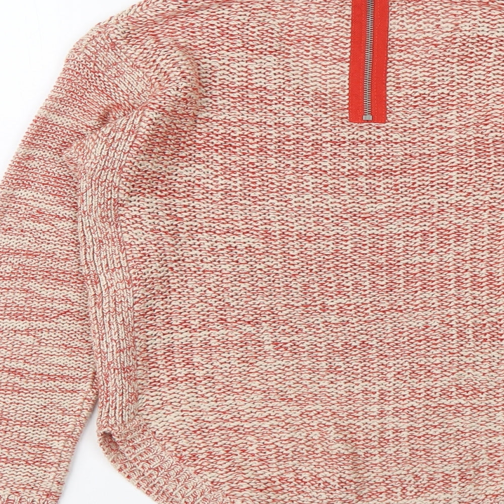 Marks & Spencer Womens Red V-Neck Acrylic Pullover Jumper Size 8