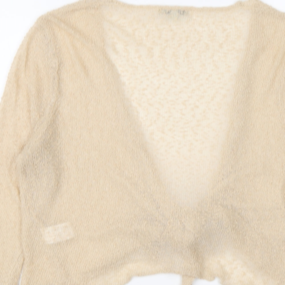 Tommy & Kate Womens Beige V-Neck Acrylic Cardigan Jumper Size 16 - Knot Front