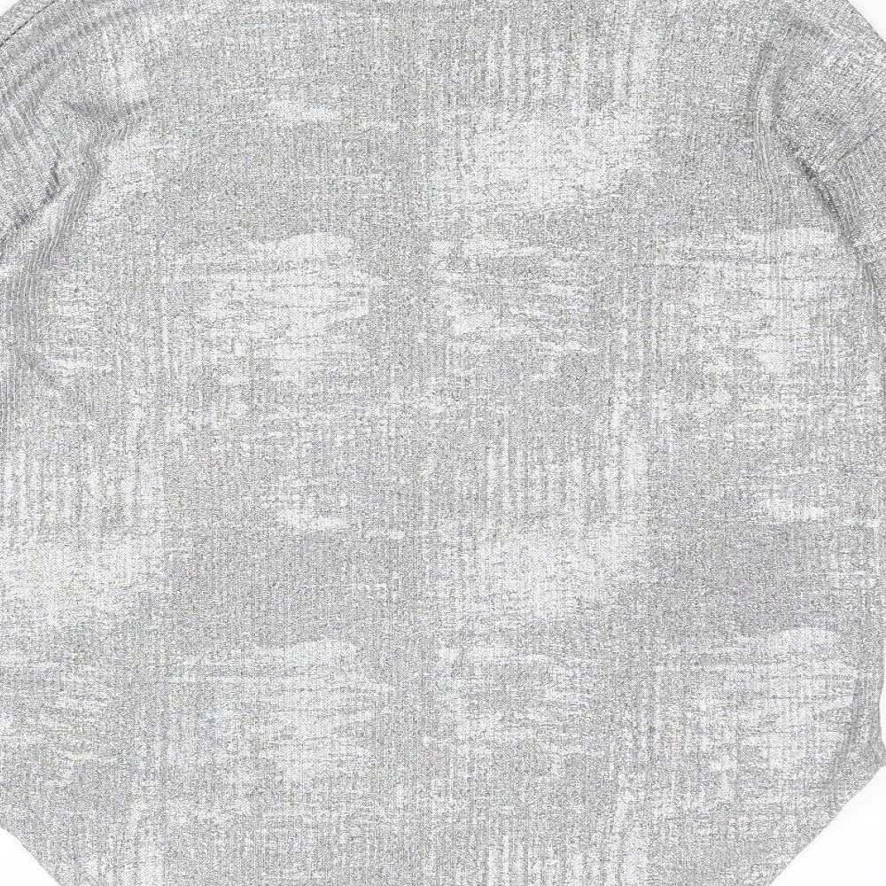 NEXT Womens Silver Polyester Basic Blouse Size 8 Mock Neck