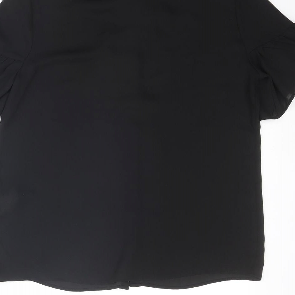 Koton Womens Black Polyester Basic Blouse Size 6 Collared