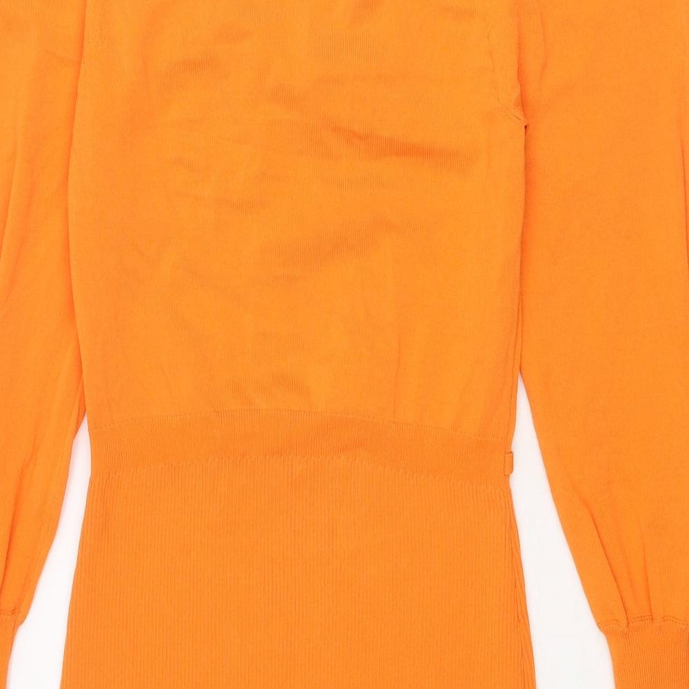 River Island Womens Orange Viscose A-Line Size 12 V-Neck Pullover