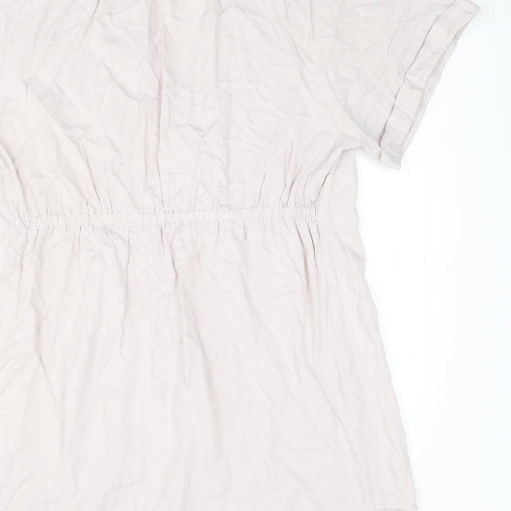 H&M Womens Pink Viscose Basic Blouse Size S V-Neck
