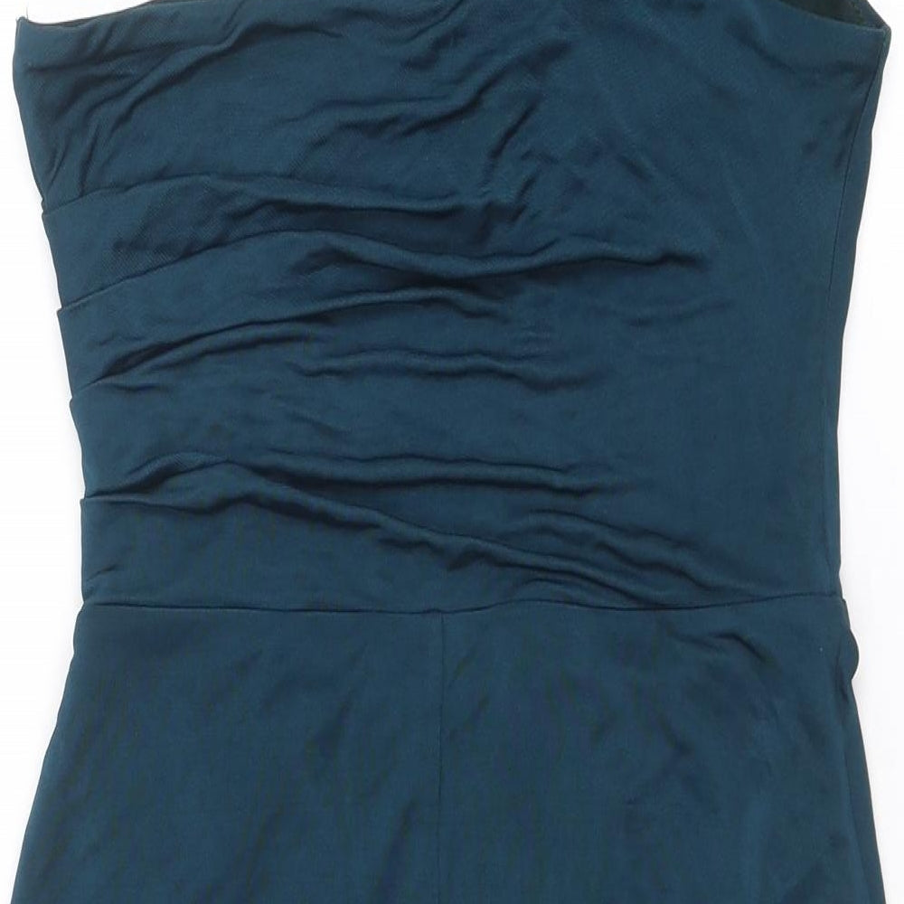 Warehouse Womens Blue Polyester A-Line Size 10 One Shoulder Pullover
