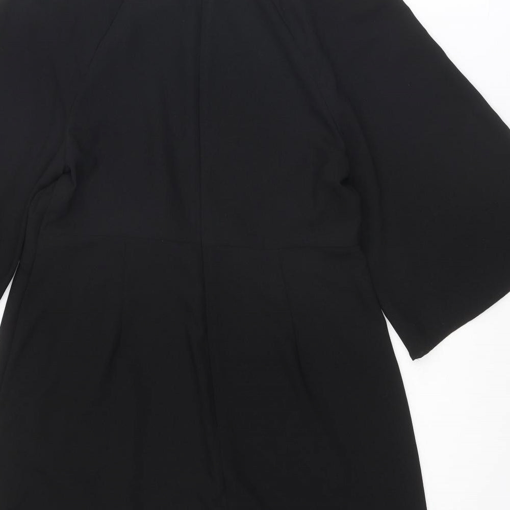 Topshop Womens Black Polyester A-Line Size 12 Round Neck Zip