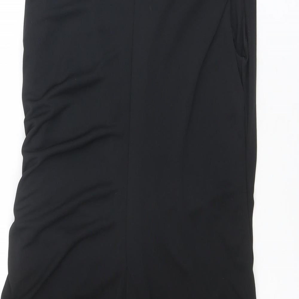Zara Womens Black Polyester A-Line Size XL Boat Neck Zip