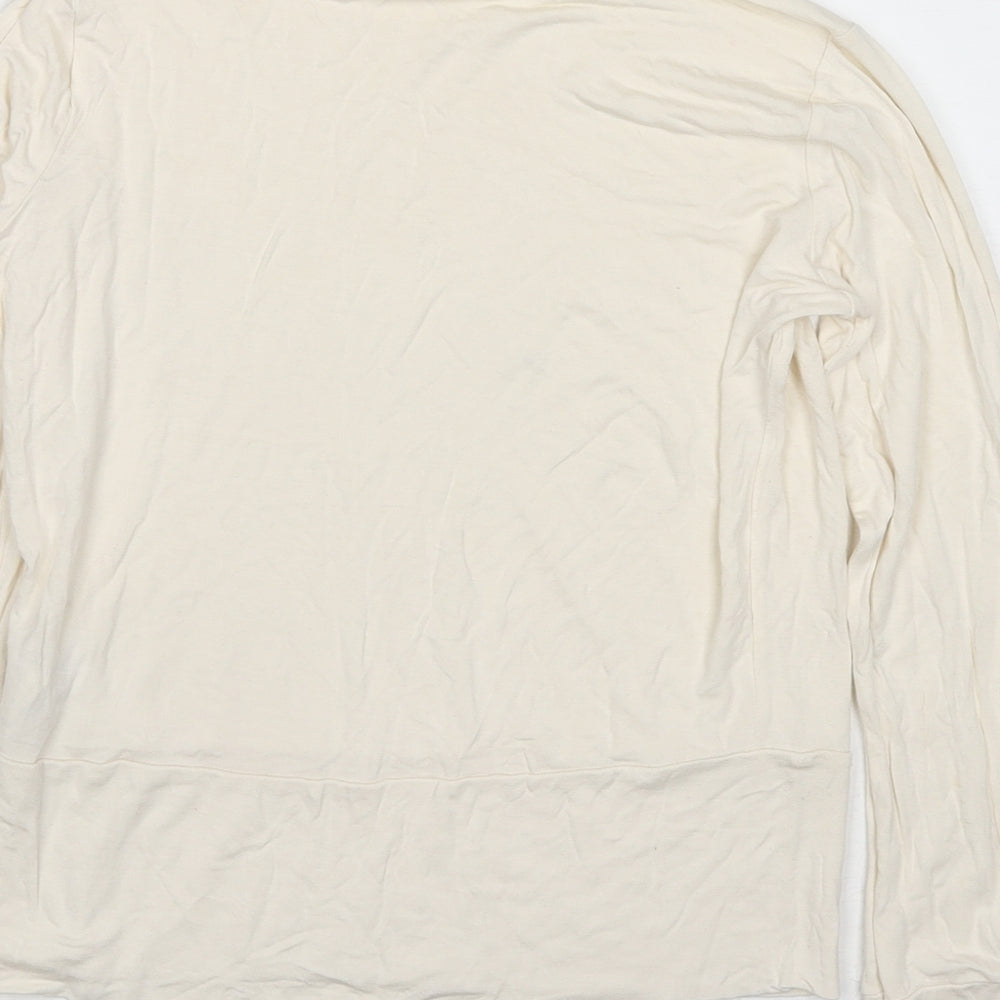 Marks & Spencer Womens Ivory Viscose Basic Blouse Size 8 Roll Neck
