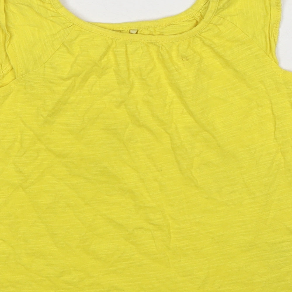 Marks & Spencer Girls Yellow Cotton Basic T-Shirt Size 4-5 Years Round Neck Pullover