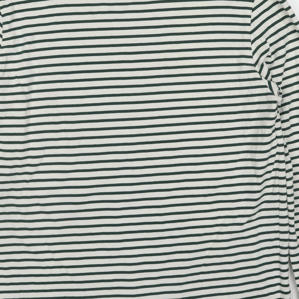 Shore Leave Womens Green Striped Cotton Pullover Sweatshirt Size L Pullover