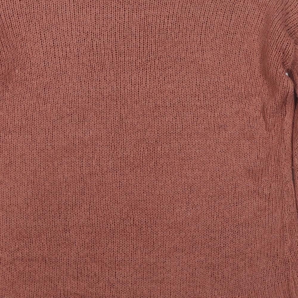 New Look Womens Beige Round Neck Acrylic Pullover Jumper Size S