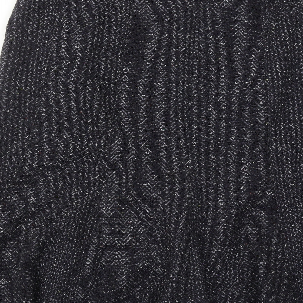 Marks & Spencer Womens Blue Geometric Acrylic Swing Skirt Size 14 Zip