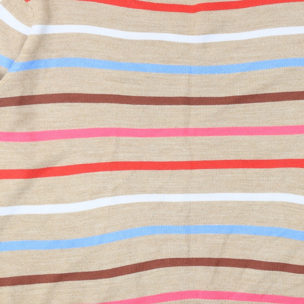 Marks & Spencer Womens Multicoloured Round Neck Striped Acrylic Pullover Jumper Size 14