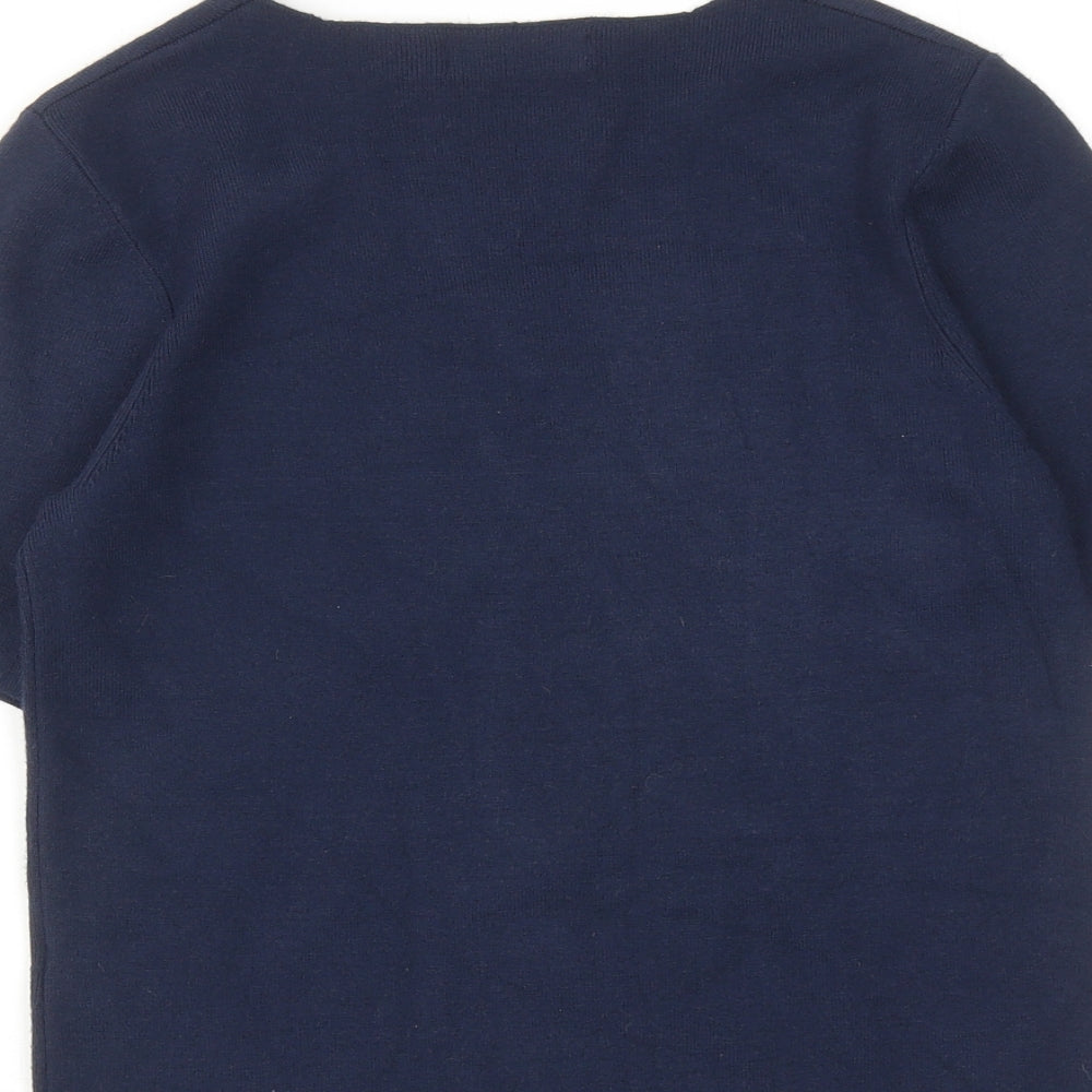 Marks & Spencer Womens Blue Viscose Basic Blouse Size 14 Square Neck