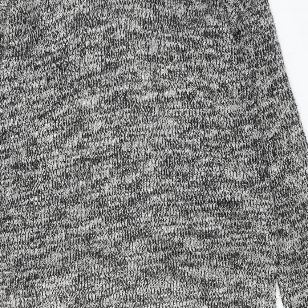 H&M Womens Grey V-Neck Acrylic Full Zip Jumper Size S