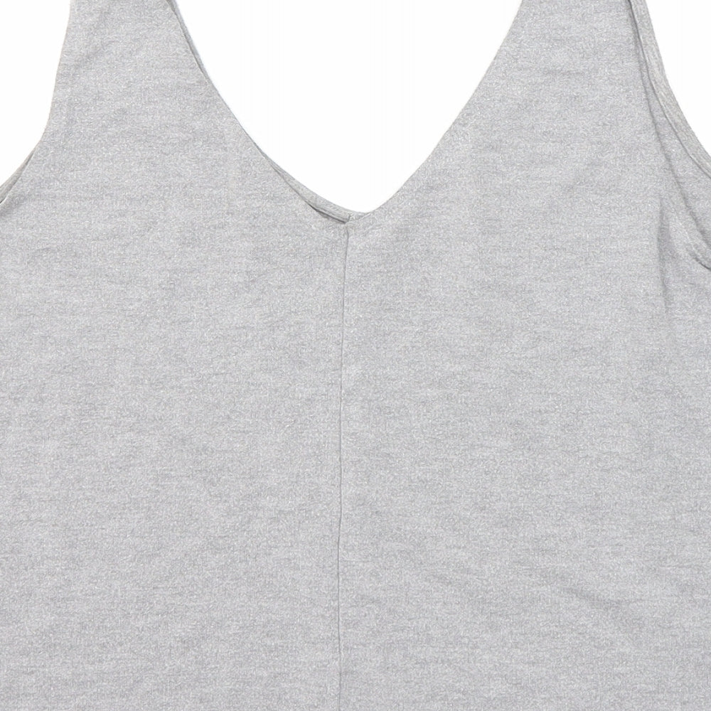 Topshop Womens Grey Polyester Cropped Tank Size 12 V-Neck
