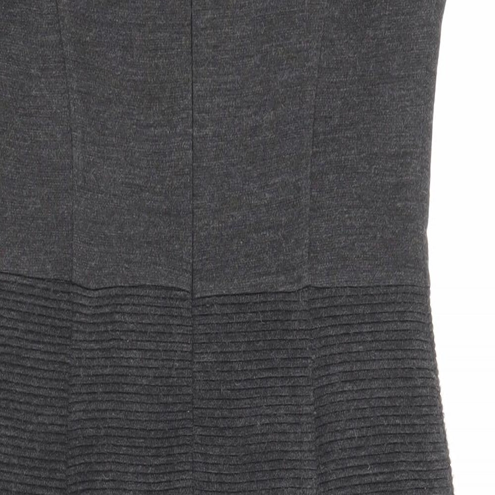 Marks & Spencer Womens Grey Acrylic Shift Size 10 Round Neck Zip