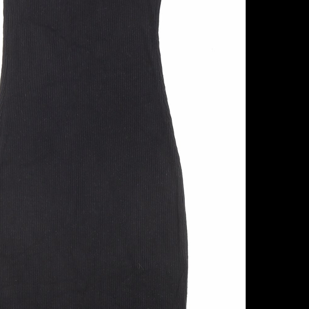 PRETTYLITTLETHING Womens Black Viscose Bodycon Size 8 Scoop Neck Pullover