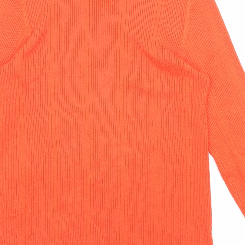 Marks & Spencer Womens Orange Round Neck Viscose Pullover Jumper Size 12