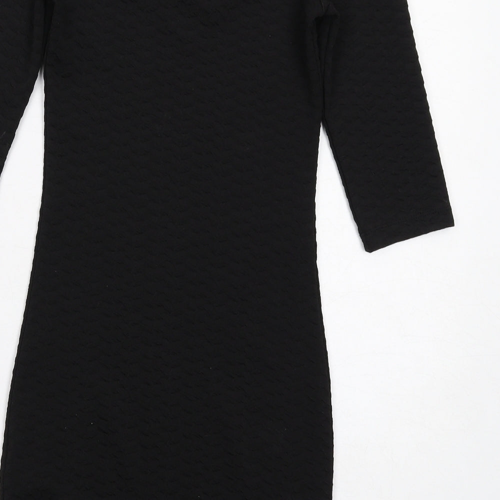 Miss Selfridge Womens Black Polyester Bodycon Size 8 Off the Shoulder Pullover
