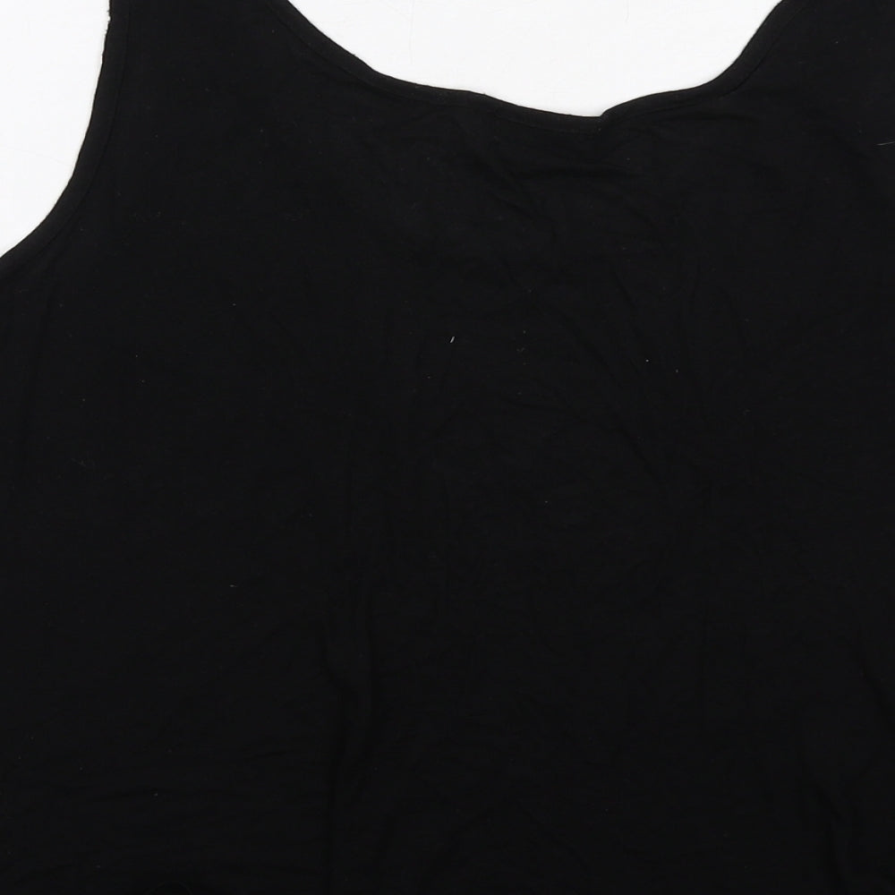 Warehouse Womens Black Viscose Basic Tank Size 10 V-Neck