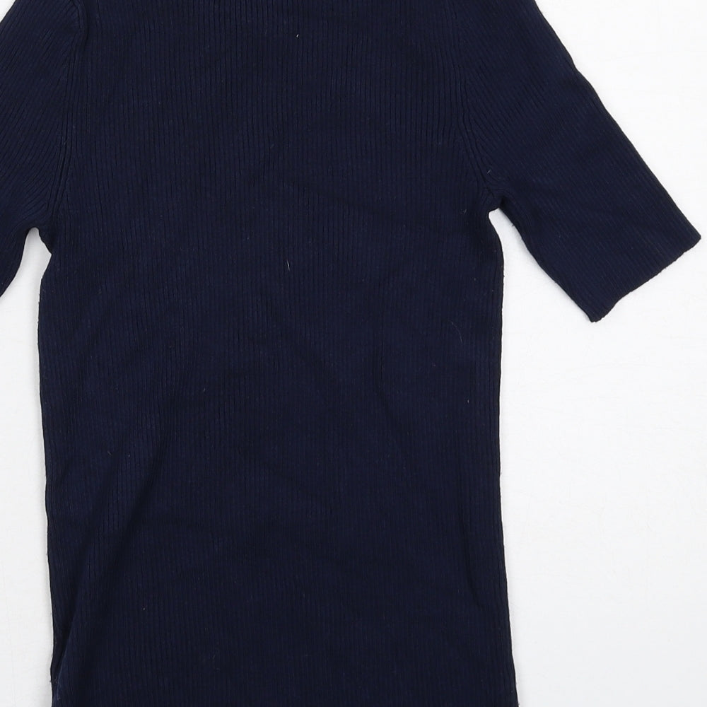 Marks & Spencer Womens Blue Round Neck Viscose Pullover Jumper Size S