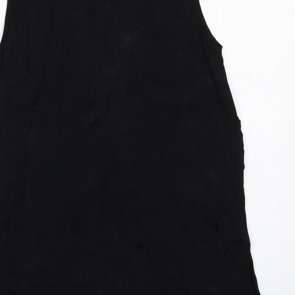 Zara Womens Black Viscose A-Line Size M Round Neck Button