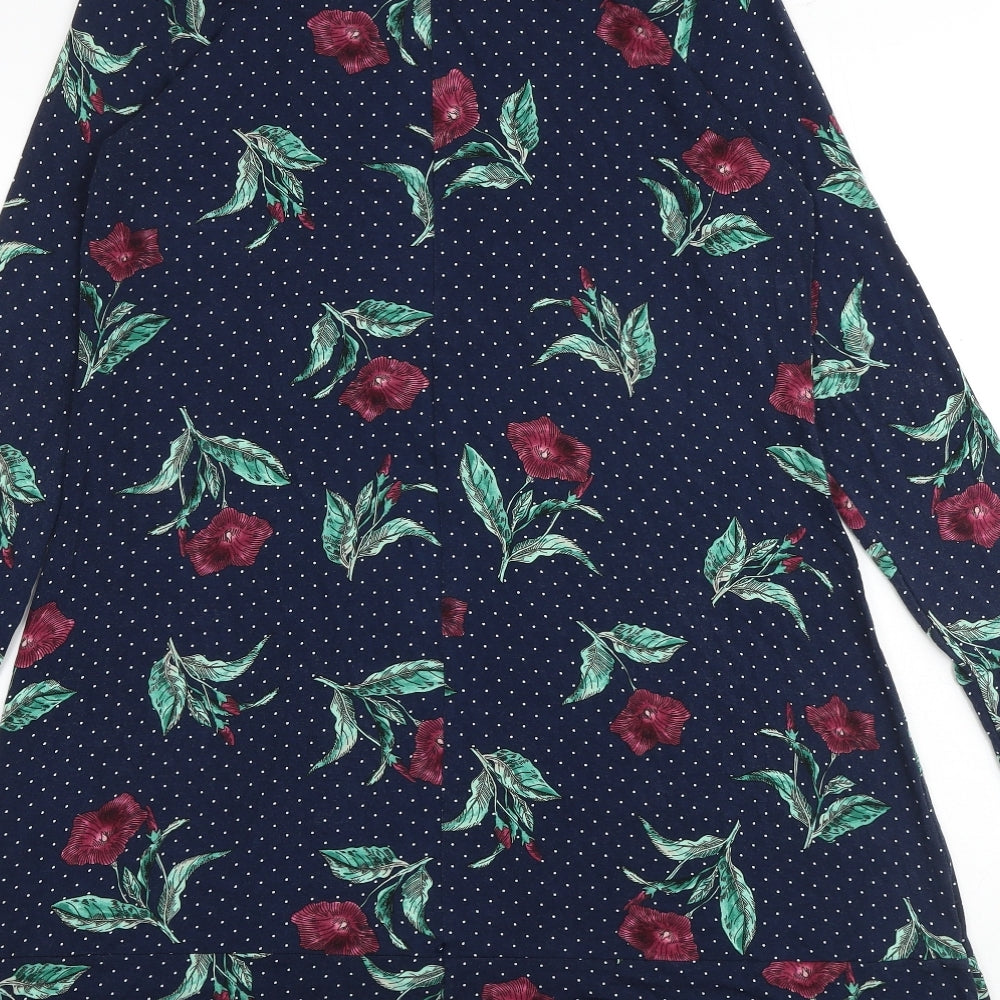 Marks & Spencer Womens Multicoloured Floral Viscose A-Line Size 14 Round Neck Pullover