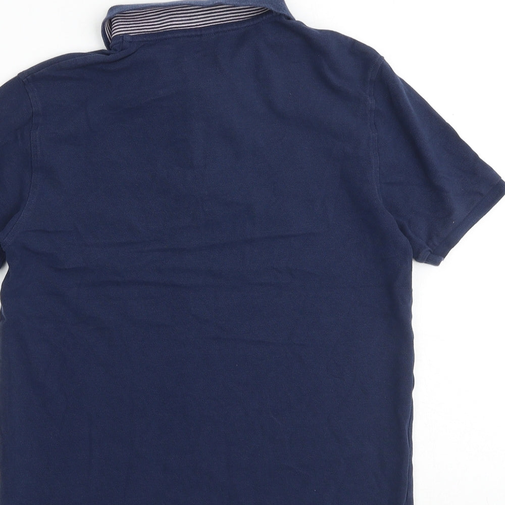 Marks & Spencer Boys Blue 100% Cotton Basic Polo Size 11-12 Years Collared Button