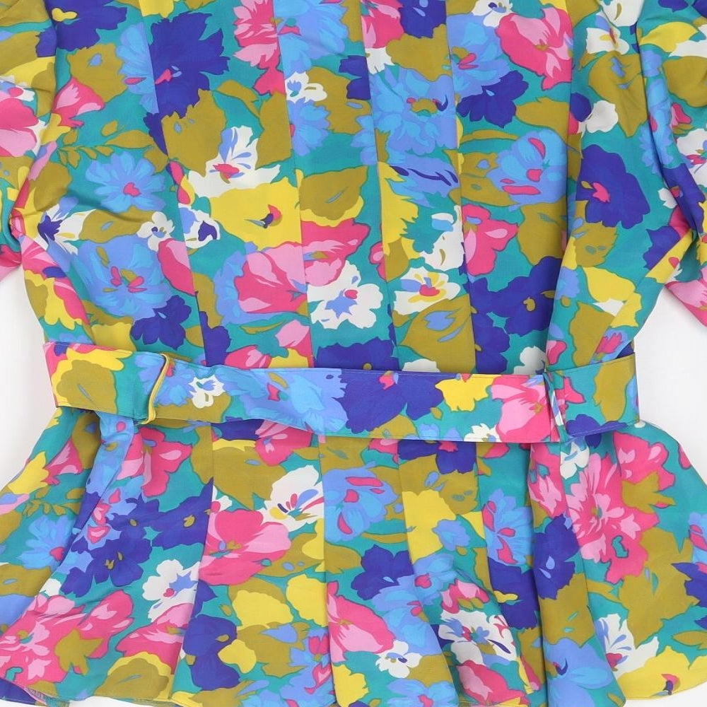 Le Clou Womens Multicoloured Floral Polyester Basic Blouse Size 14 Round Neck