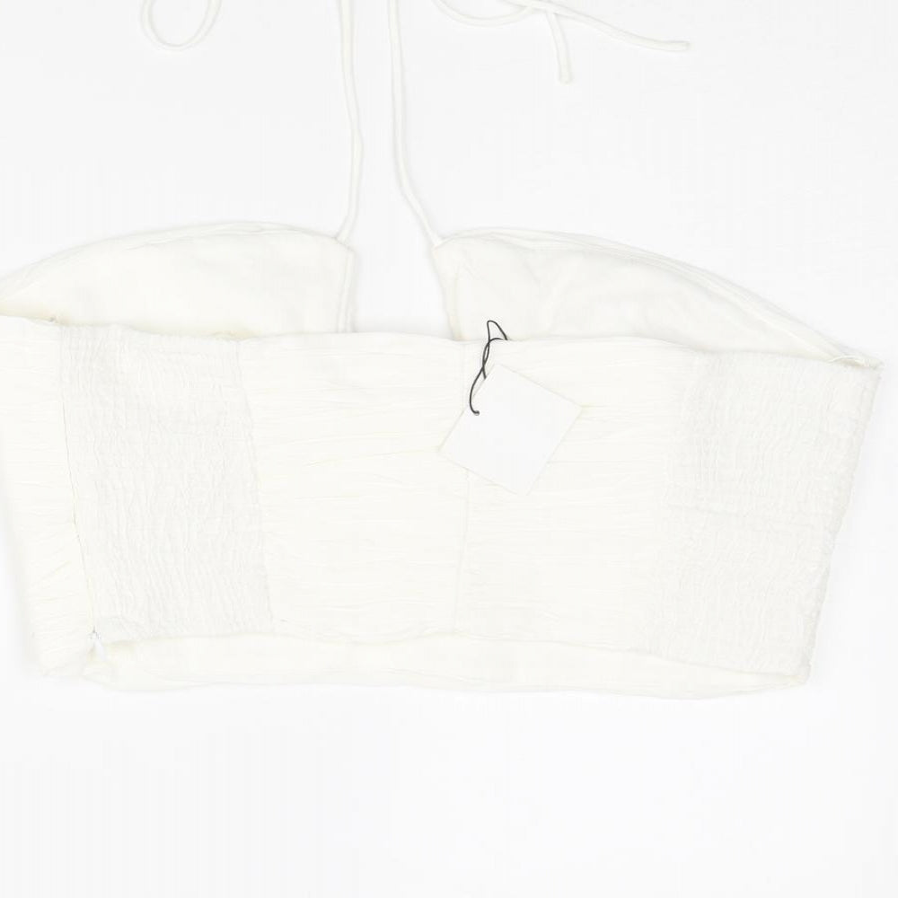 Zara Womens White Viscose Cropped Tank Size XL Halter
