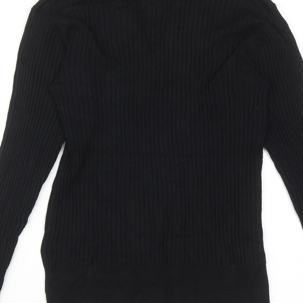 Marks & Spencer Womens Black Collared Viscose Pullover Jumper Size 8