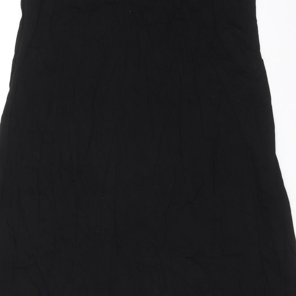 Basic Apparel Womens Black Viscose Slip Dress Size S Round Neck Pullover
