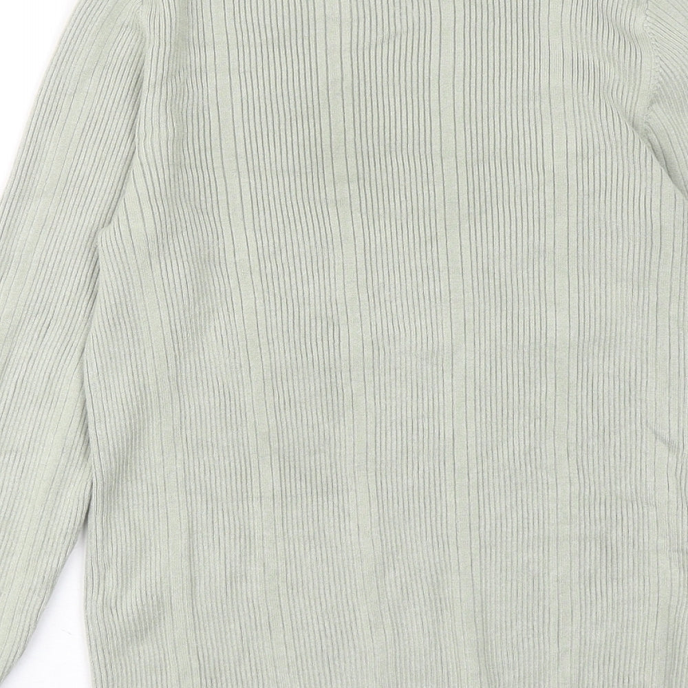 Marks & Spencer Womens Green Round Neck Viscose Pullover Jumper Size 12