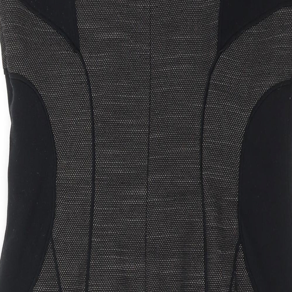 Marks & Spencer Womens Grey Colourblock Polyester Shift Size 10 Round Neck Zip