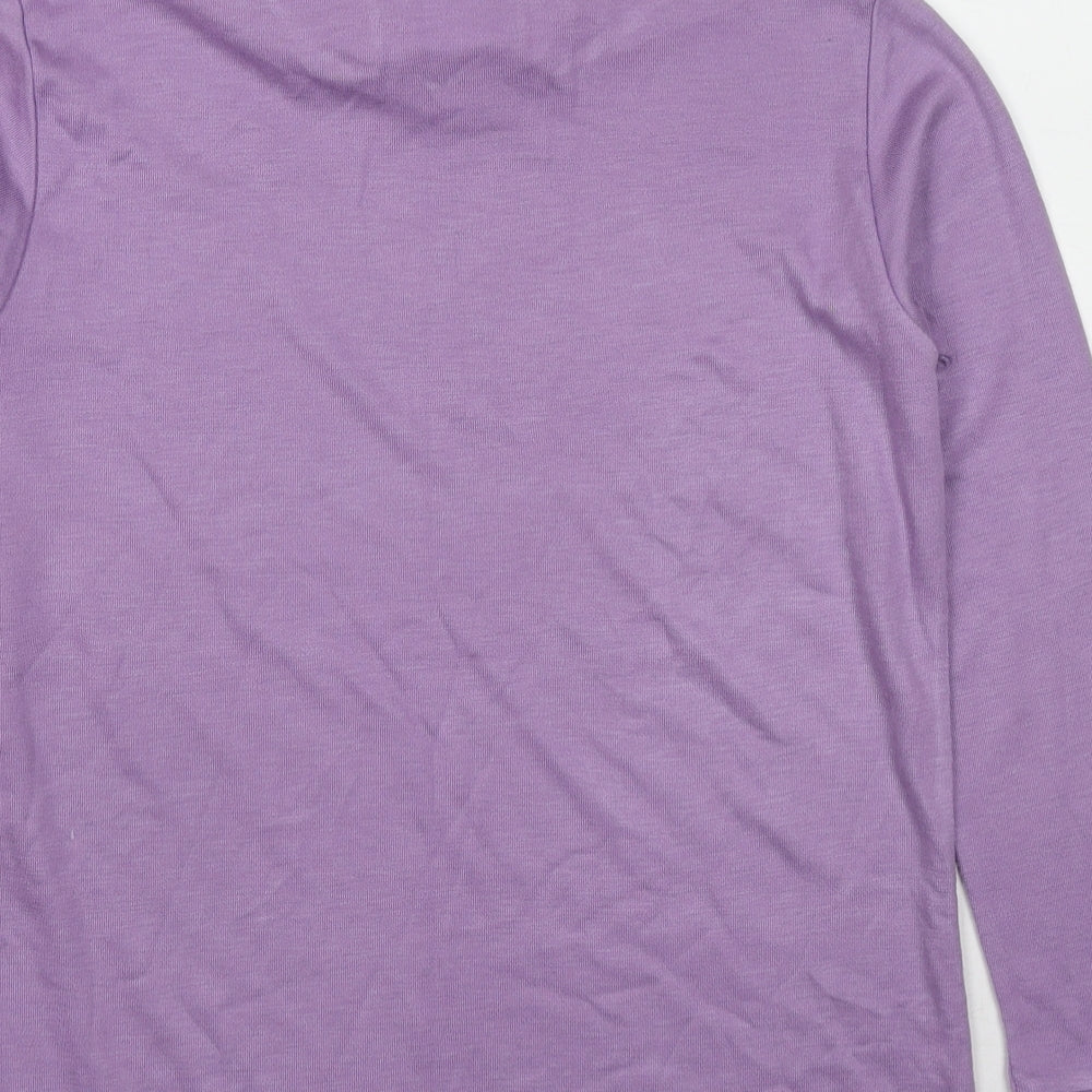 Afibel Womens Purple Acrylic Basic T-Shirt Size 14 Mock Neck