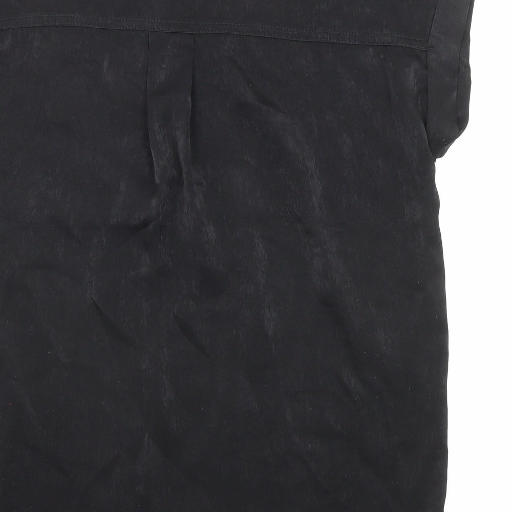 NEXT Womens Black Polyester Basic T-Shirt Size 6 Round Neck