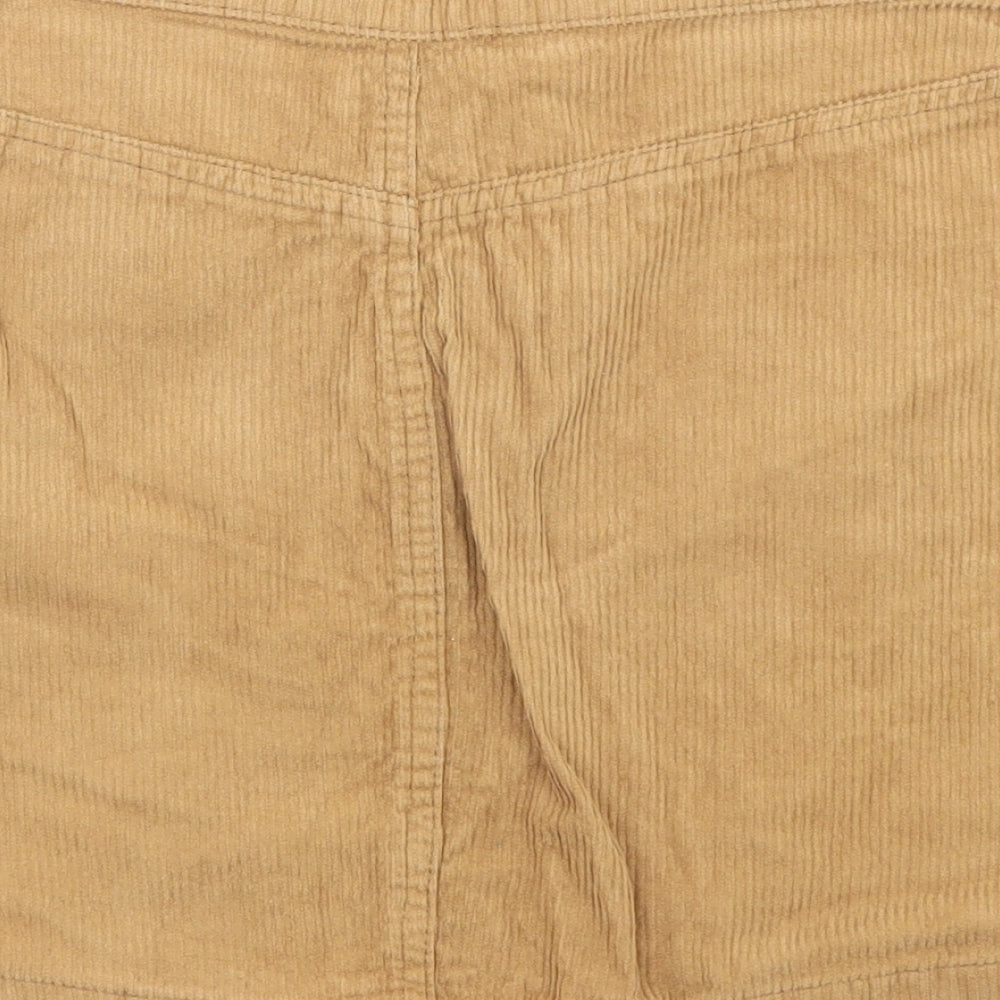 Denim & Co. Womens Beige Cotton Mini Skirt Size 10 Button