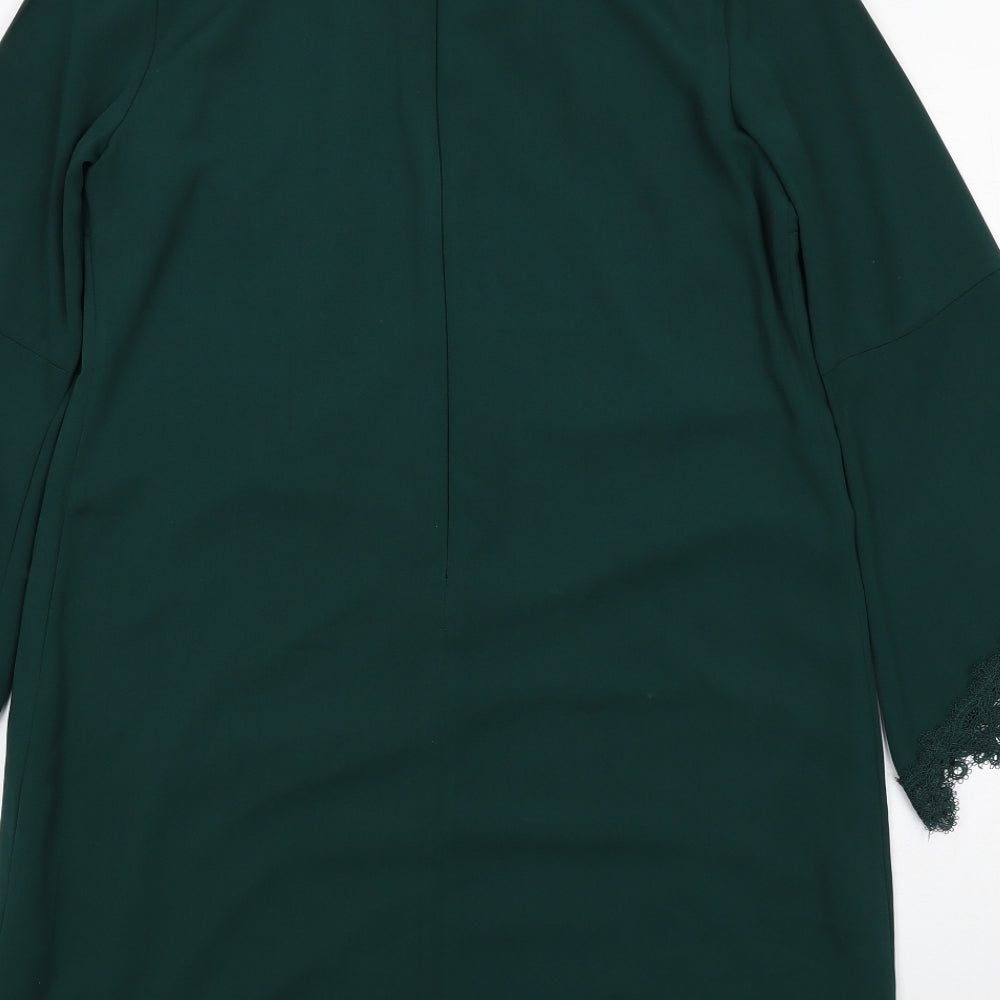 Debut Womens Green Polyester A-Line Size 14 Round Neck Zip