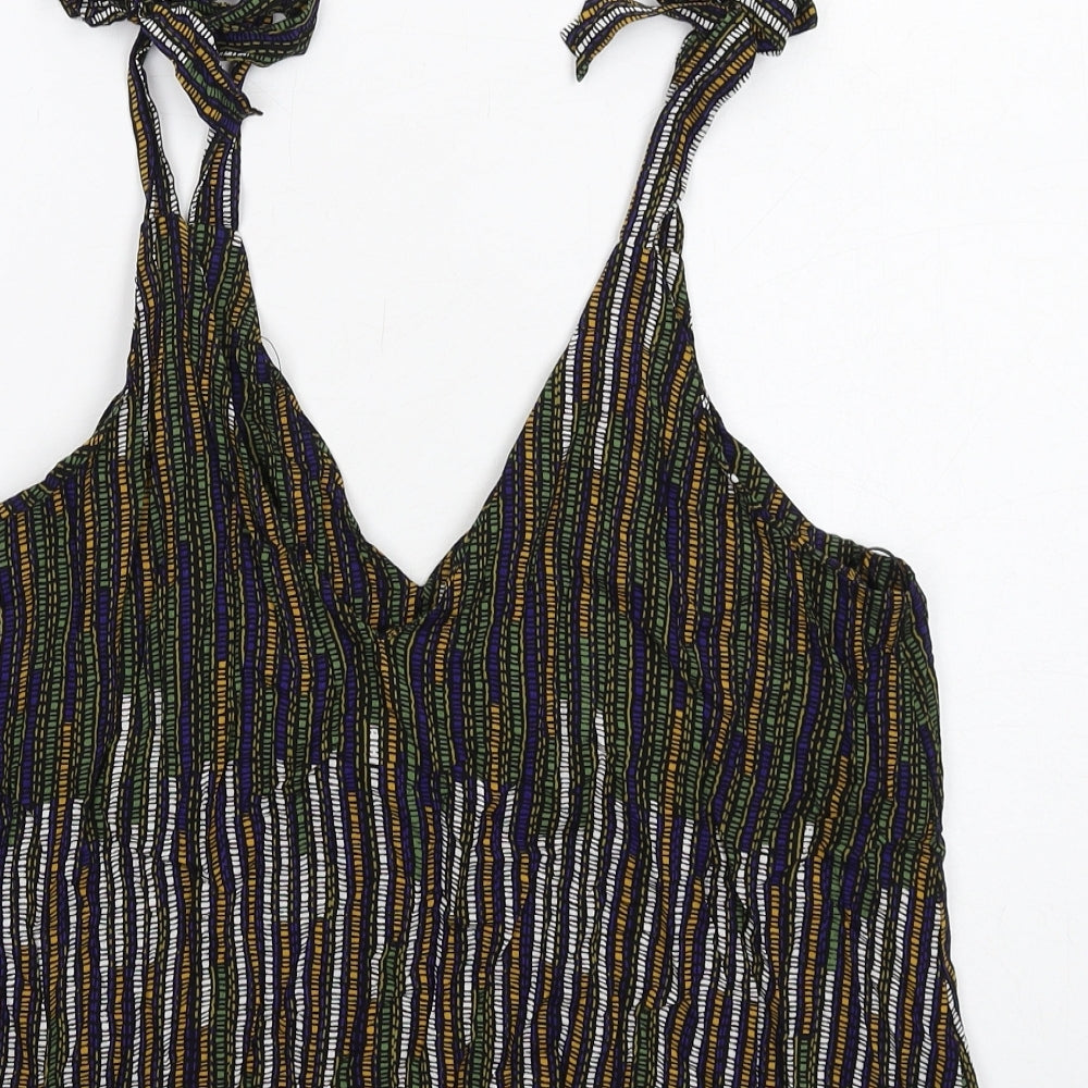 H&M Womens Multicoloured Geometric Viscose Camisole Tank Size 12 V-Neck