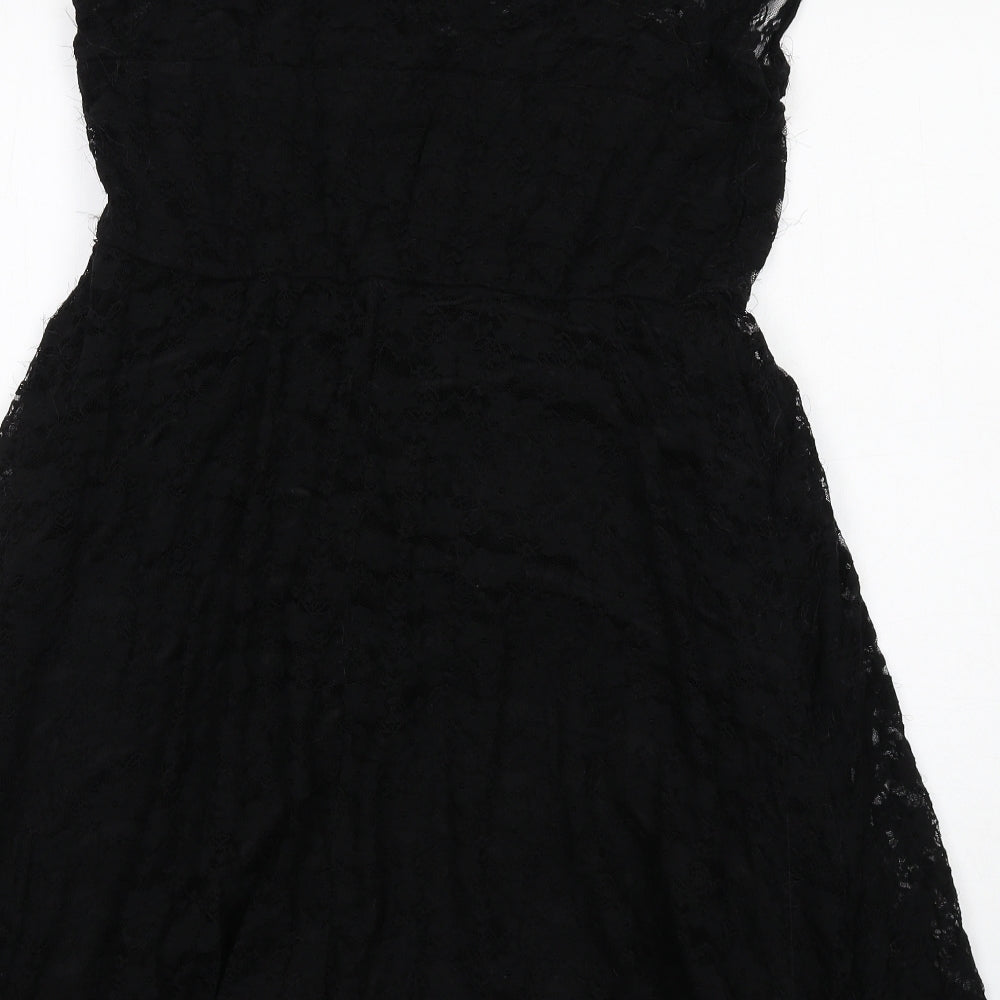 ASOS Womens Black Floral Nylon Shift Size 14 Round Neck Pullover