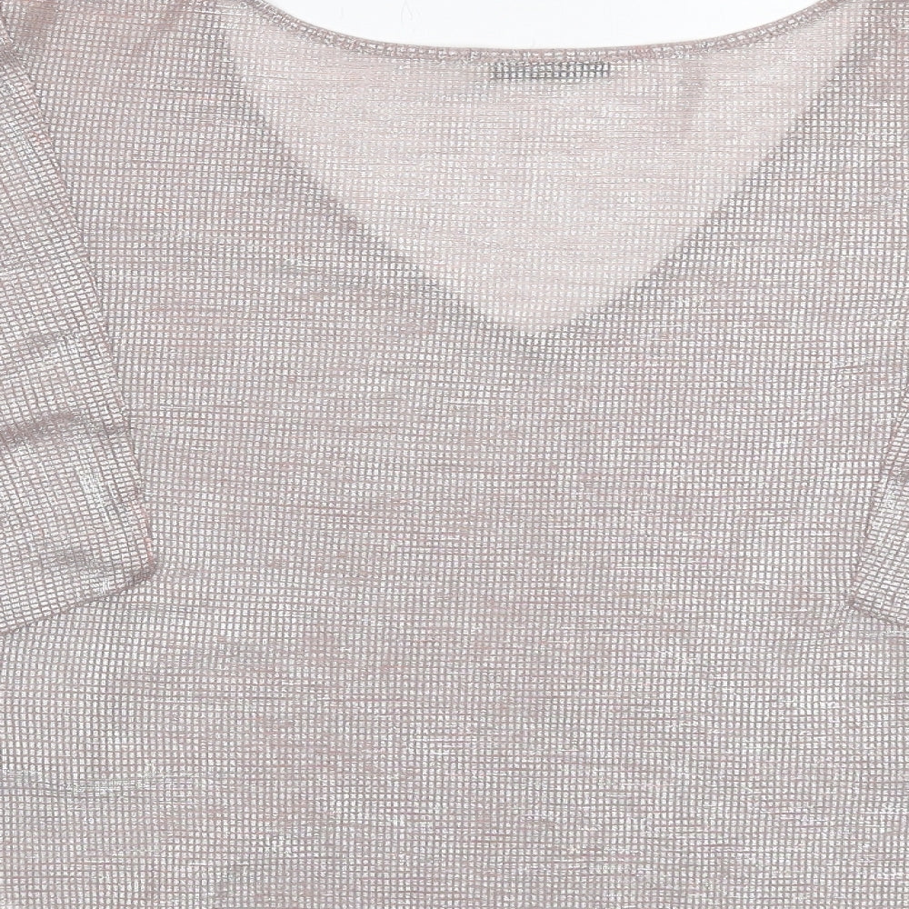 Oasis Womens Pink Polyester Basic T-Shirt Size S V-Neck