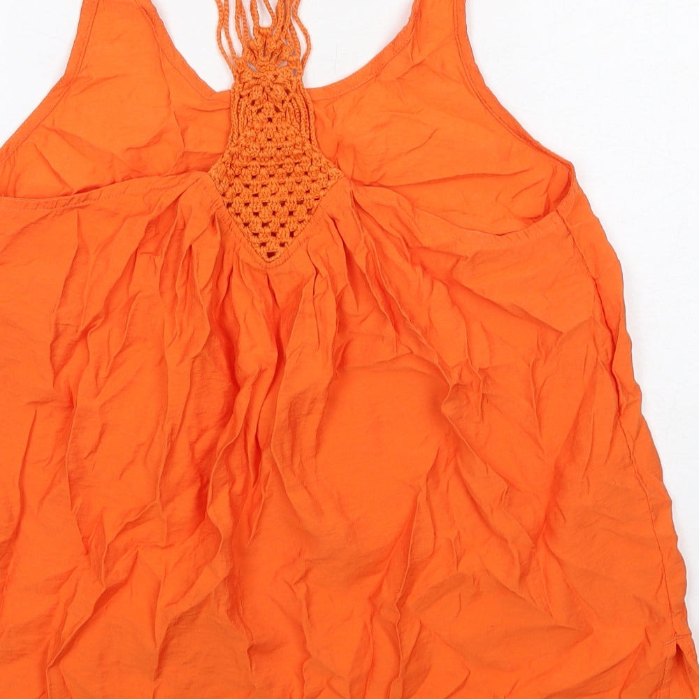 NEXT Womens Orange Viscose Basic Tank Size 8 Round Neck