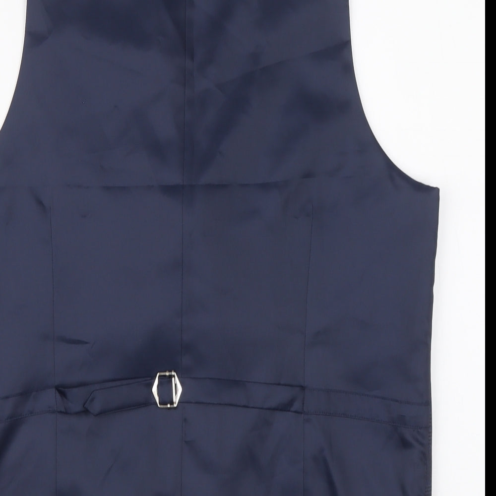 Marks & Spencer Mens Blue Polyester Jacket Suit Waistcoat Size 40 Regular