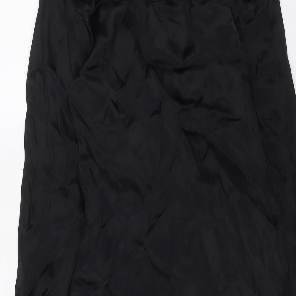 Zara Womens Black Viscose Shirt Dress Size S Collared Button