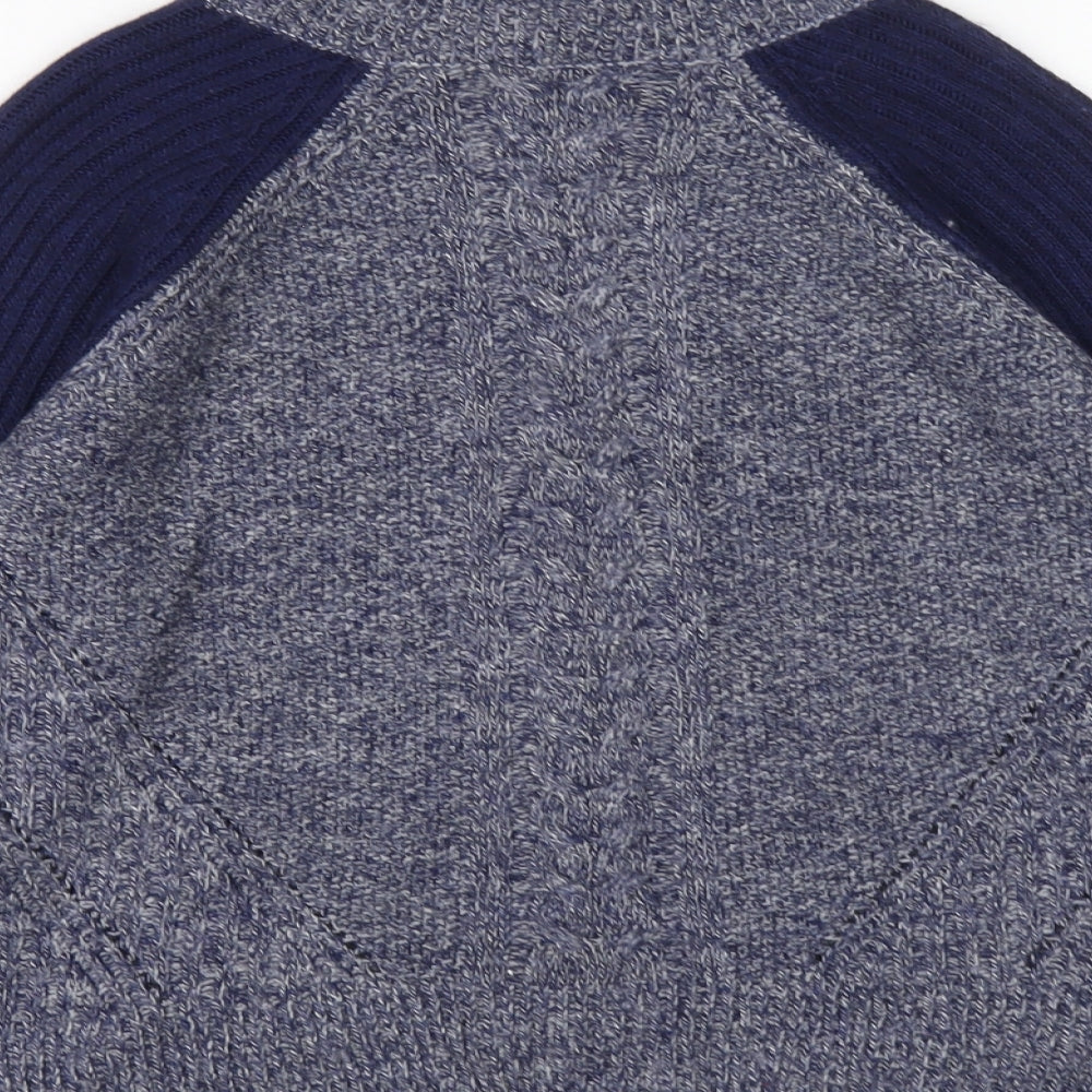 Marks & Spencer Womens Blue High Neck Acrylic Pullover Jumper Size 8