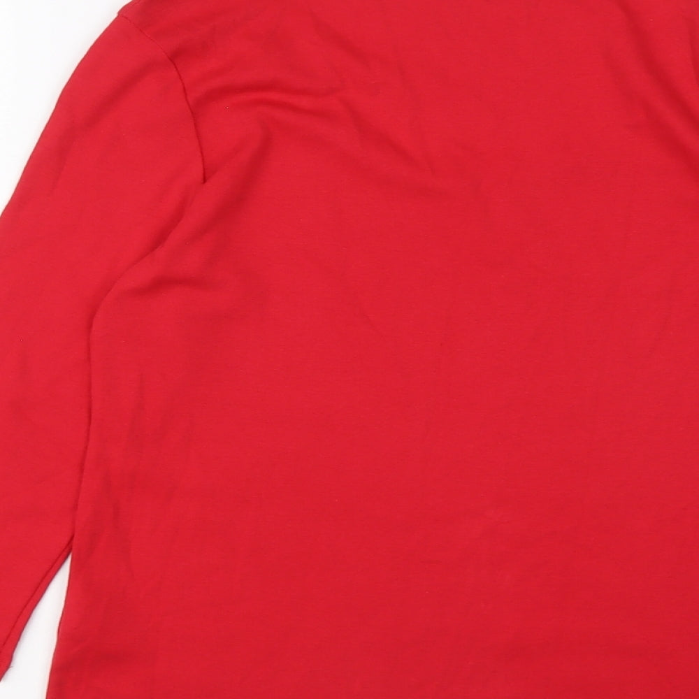 Marks & Spencer Womens Red Cotton Basic Blouse Size 14 Round Neck